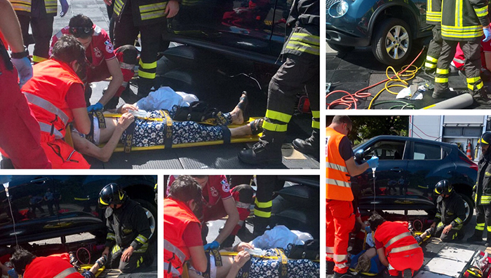 Bici contro suv, ciclista rimane incastrata tra le lamiere